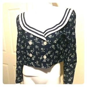 Jessica Howard Vintage crop sailor top Sz 6